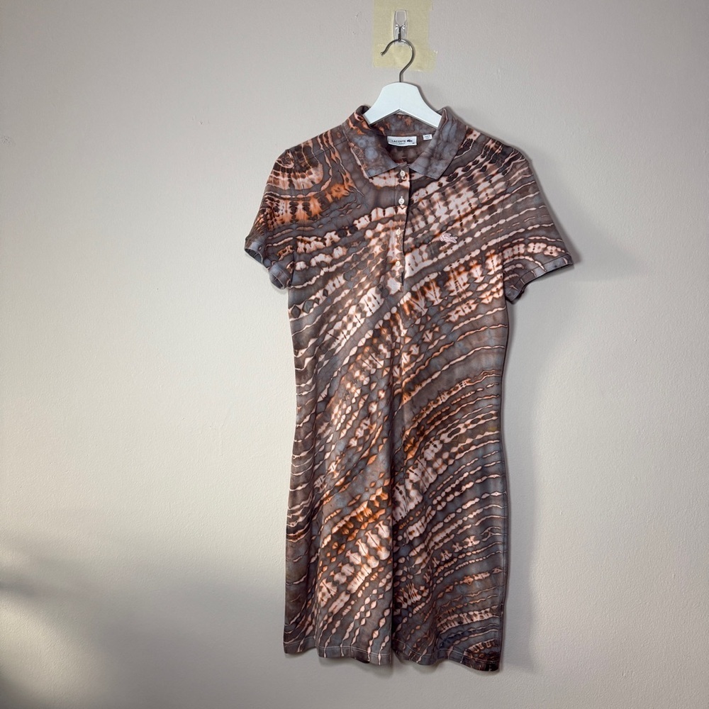 Lacoste - Slim Fit MOnogram Polo Dress - Beige Tie Die Print - 40